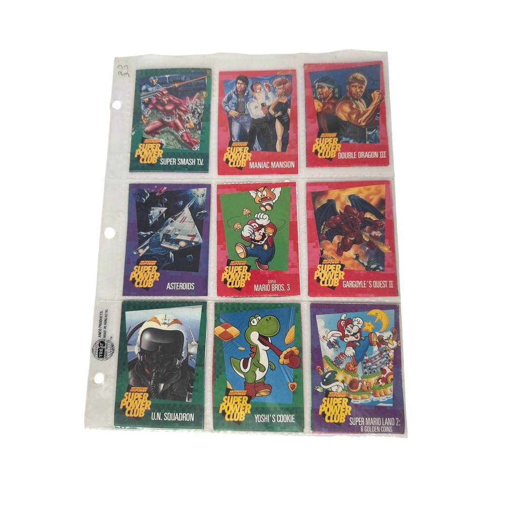 Vintage Nintendo Power Super Power Club Trading Cards Lot Mario Yoshi NES 9pc